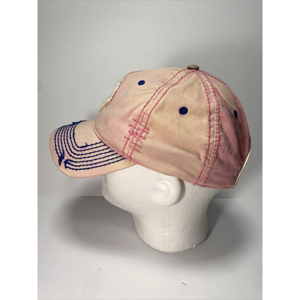 True Religion Pink Distressed Faded Adjustable Hat Cap Horseshoe - Picture 2 of 8